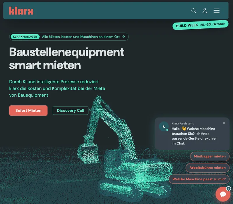 Der KI-Assistent auf der neuen klarx Startseite