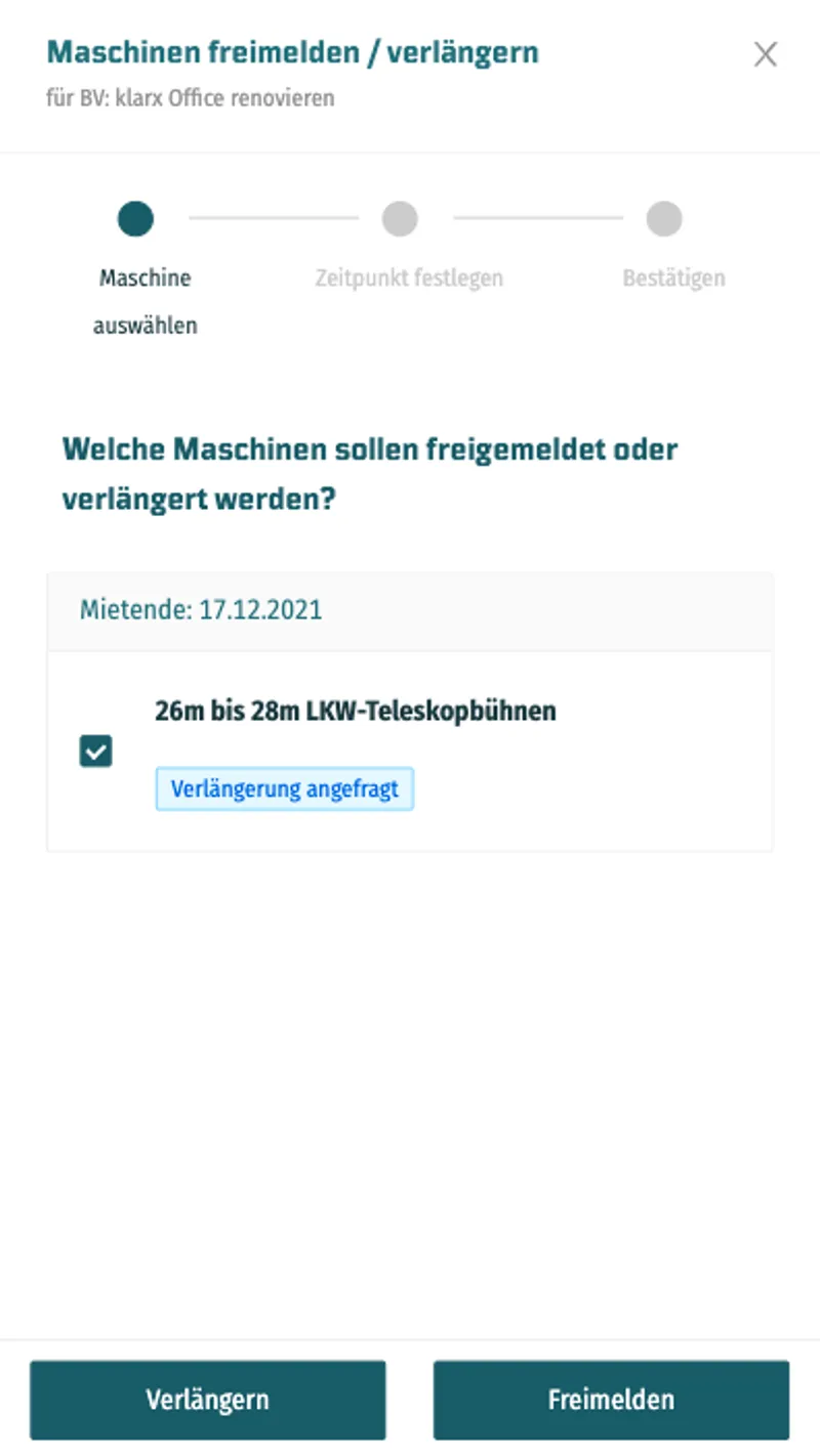 Schritt 1: Maschinen auswählen