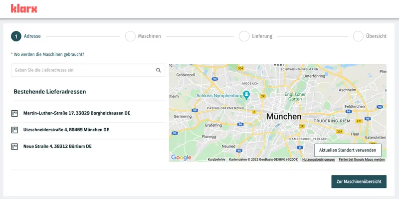 Adresseingabe im klarxMANAGER