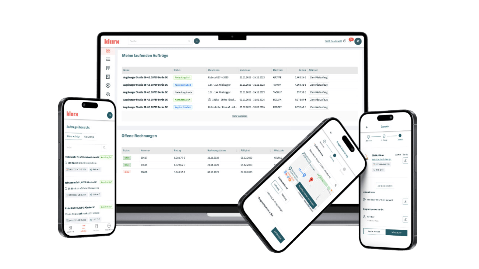 Mockup verschiedener Geräte mit dem klarxMANAGER